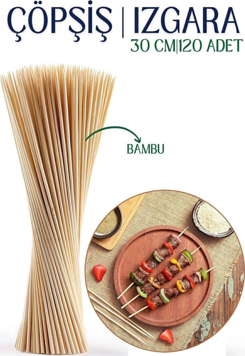 Izgara Çöp Şiş Çubukları 30 Cm Bambu 120 Adet 718643