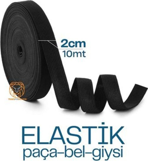 Yassı Bel Paça Giysi Lastiği 10 Metre 2 Cm Siyah