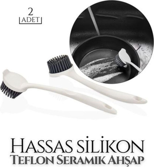 Silikon Bulaşık Hassas Teflon Seramik Ahşap Fırçası Colico Design 2 Li Set