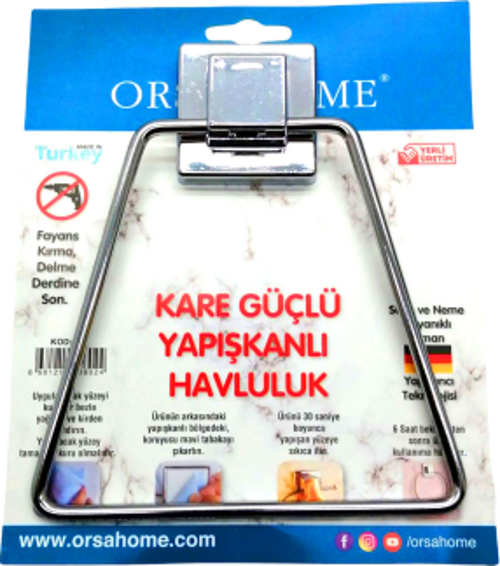 YAPIŞKANLI KARE ASKILI ÜÇGEN - METAL HAVLULUK ASKI (3877)