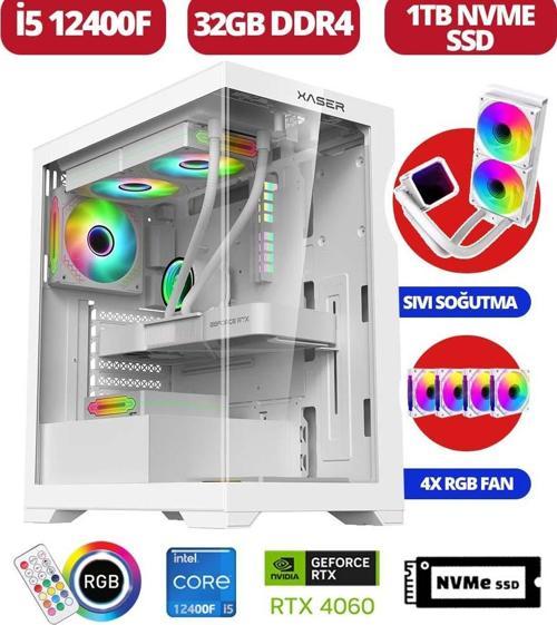 Delux III i5 12400F 32GB Ram 1TB  M.2 NVMe SSD 8GB RTX4060 Sıvı Soğutmalı Oyuncu Bilgisayarı