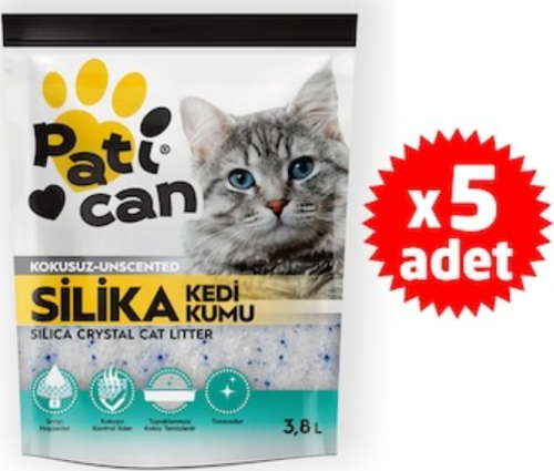 5 ADET SİLİKA KRİSTAL KEDİ KUMU 3.8 LT