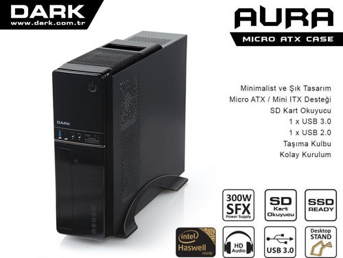 Aura 300W USB3.0, Kart Okuyuculu,MicroATX - Mini ITX Kasa