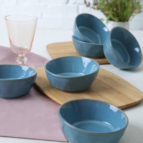 Granit Turkuaz Kristal Çerezlik / Sosluk 12 Cm 6 Adet Q07
