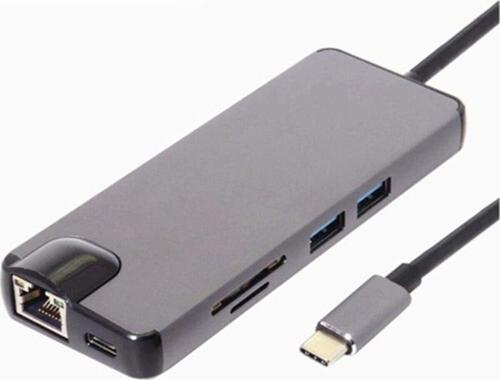Fc09 Type-c To Hdmı Rj45 Type-c Sd Kart Usb 3.0 X 2 Vga Macbook Uyumlu 8In1 Çevirici Adaptör