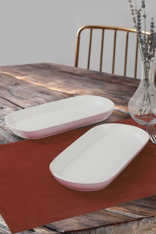Mat Beyaz Noyan Kayık Tabak 2 Adet 26 Cm