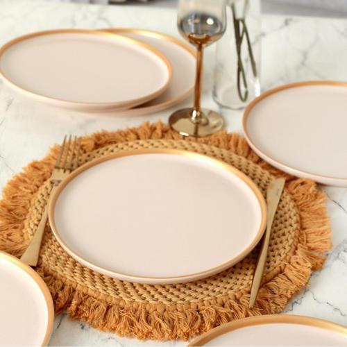 Nordic Gold Mat Krem Pasta Tabağı 22 Cm 6 Adet - 950