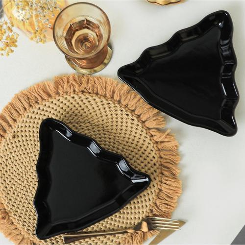 Siyah Çam Kayık Tabak 22 Cm 2 Adet