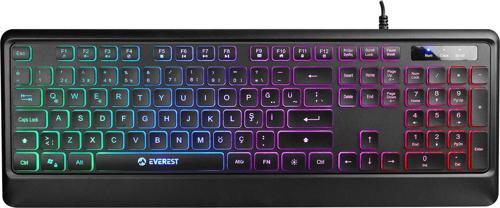 Kb-2025 Siyah Usb Rainbow Backlight Membrane Gaming Oyuncu Klavye