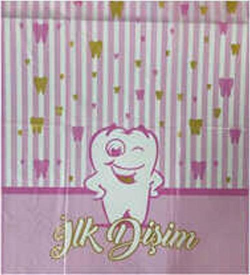 Diş Buğdayı Masa Örtüsü İlk Dişim Yazılı 120X180 CM  Pembe