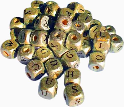 Ahşap Küp HARFLİ  Boncuk 10X10 MM 100 GRAM  Gold