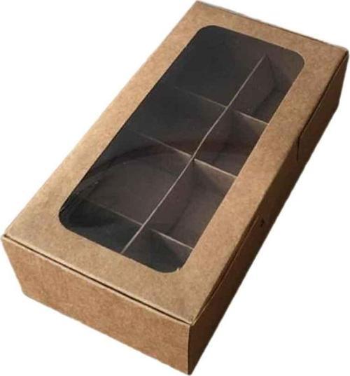 Asetat Pencereli Karton Kutu 20x10x5 CM 8 Bölmeli Kutu (10 Adet)  Kraft