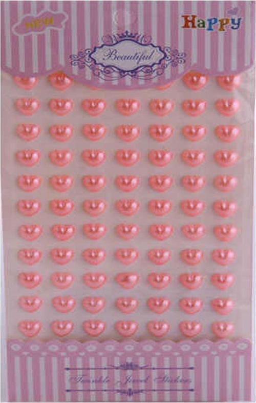 Kalp Kristal Stıcker (77 Adet)  Pembe