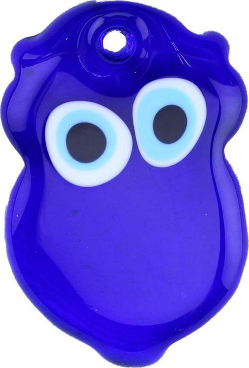 Cam Nazar Boncuğu Delikli Baykuş Modeli Büyük Boy  10X14 CM
