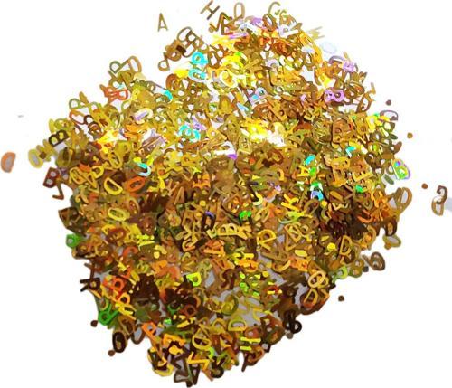 Karışık Glitter Harf Epoksi Reçine Harfleri 5 GRAM  Metalik Gold