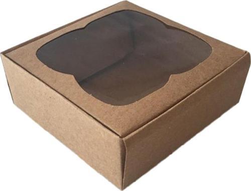Çerçeveli Karton Kutu 8X8X3 CM (50 Adet)  Kraft