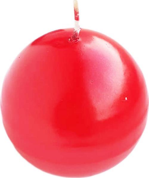 Dekoratif Top Mum  Küre Yuvarlak Mum PARLAK Renk 8 CM  Kırmızı