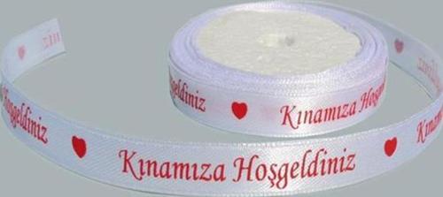 Saten Kurdele  Kınamıza Hoşgeldiniz Yazılı 1 CM (10 Metre)