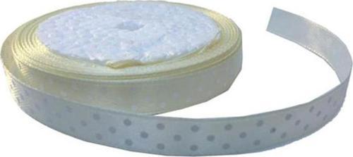 Saten Kurdele Puantiyeli  Benekli Kurdele 1 CM (10 Metre)  Krem