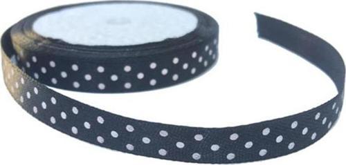 Saten Kurdele Puantiyeli  Benekli Kurdele 1 CM (10 Metre)  Siyah