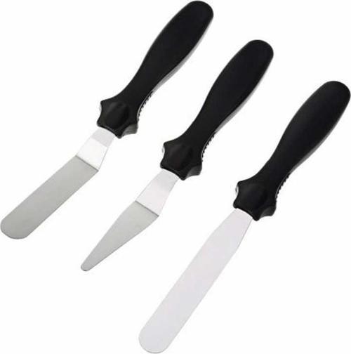 Paslanmaz Çelik Pasta Kek Spatulası Kazıyıcı 3 Lü Set B079
