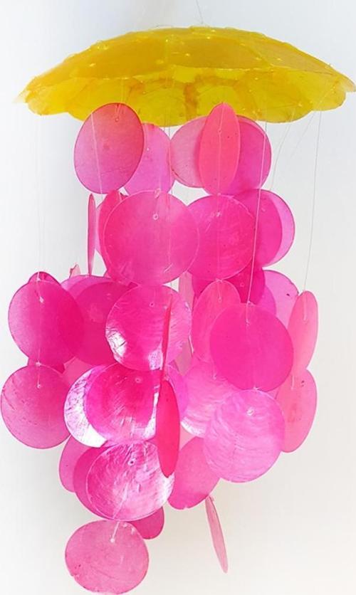 Sedef Rüzgar Çanı Tekli 8 İnç Sarı Ve Pembe