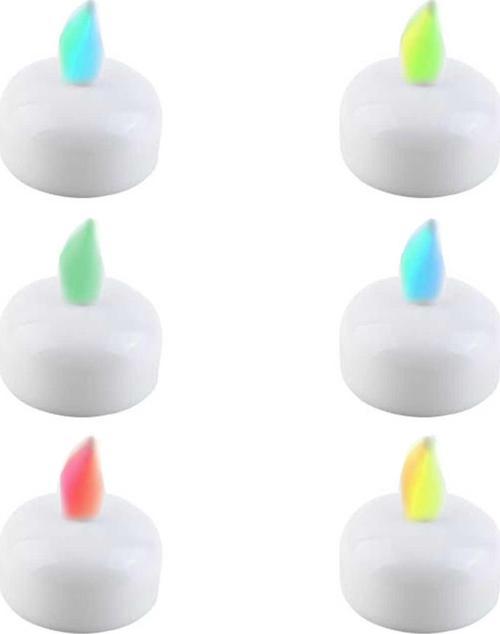 Tealight Mum Led Işıklı Pilli Suda Yüzen Karışık Renk  (6 Adet)