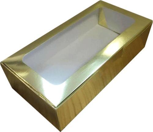 Pencereli Karton Kutu Düz Renk 20X10X5 CM  (10 Adet) Gold