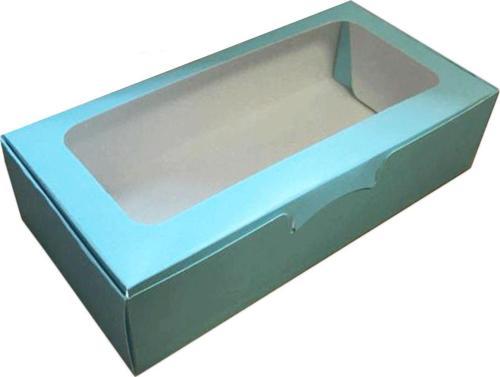Pencereli Karton Kutu Düz Renk 20X10X5 CM  (10 Adet) Mavi