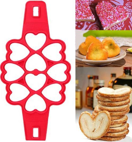 Silikon Pankek Kalp Bölmeli Krep Pişirme Kalıbı 10 lu
