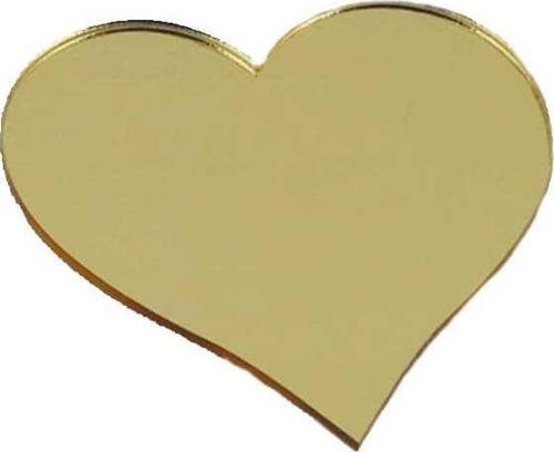 Pleksi Aynalı Kalp - Flexi Kalp 5X5 Cm Yapışkanlı (10 Adet) Altın
