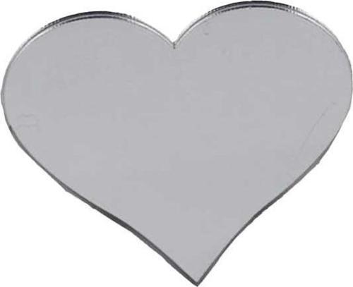 Pleksi Aynalı Kalp - Flexi Kalp 5X5 Cm Yapışkanlı (10 Adet) Gümüş