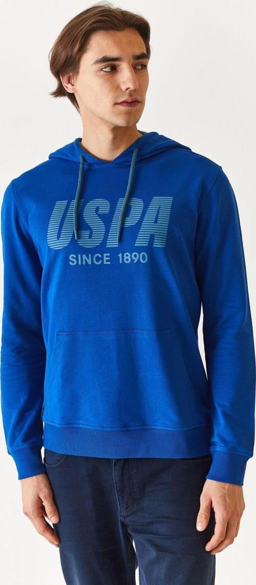 Regular Fit Erkek Kapşunlu Saks Mavisi Sweat T-Shirt