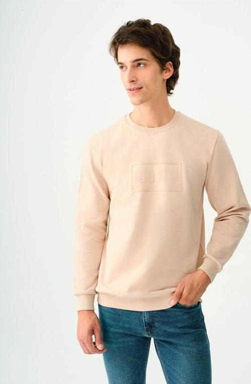 Erkek Sweatshirt Bej Lf2037097