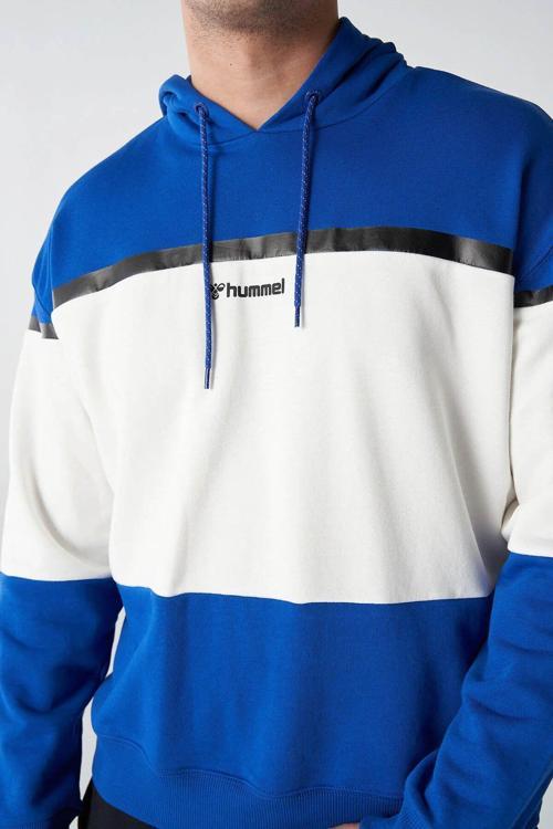 Erkek Sweatshirt Mavi - Beyaz 921754-7788 Hmlcade Hoodıe