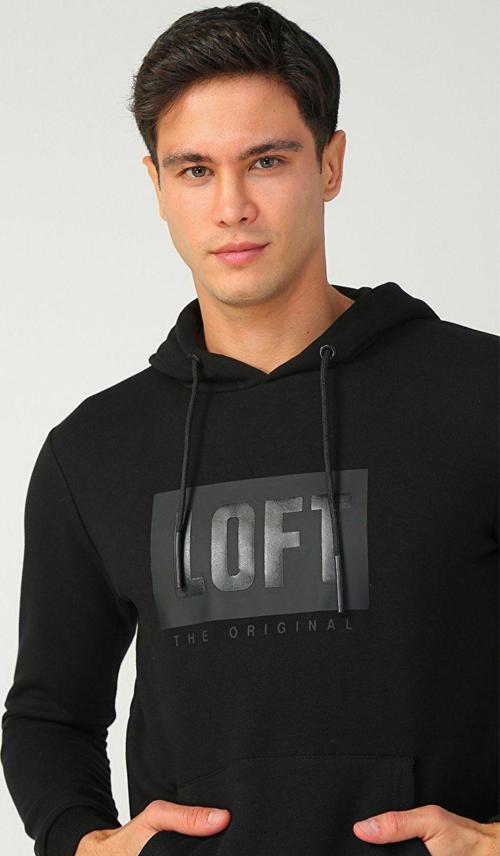 Erkek Baskılı Siyah Sweatshirt Lf 2025698