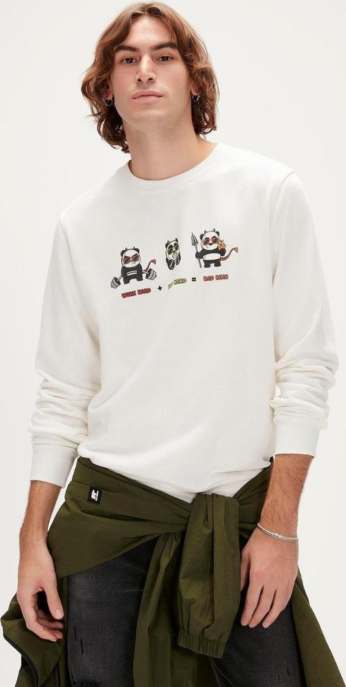 Play Hard Crewneck Off-White Beyaz Baskılı Erkek Sweatshirt