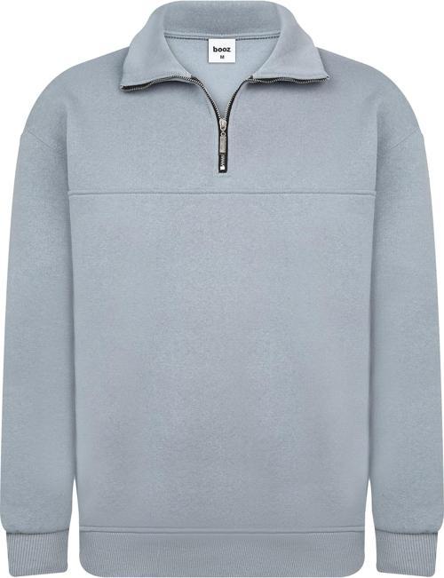 Unisex Relax Fit Rahat Kesim Pamuklu Yarım Fermuarlı Dik Yaka Sweatshirt