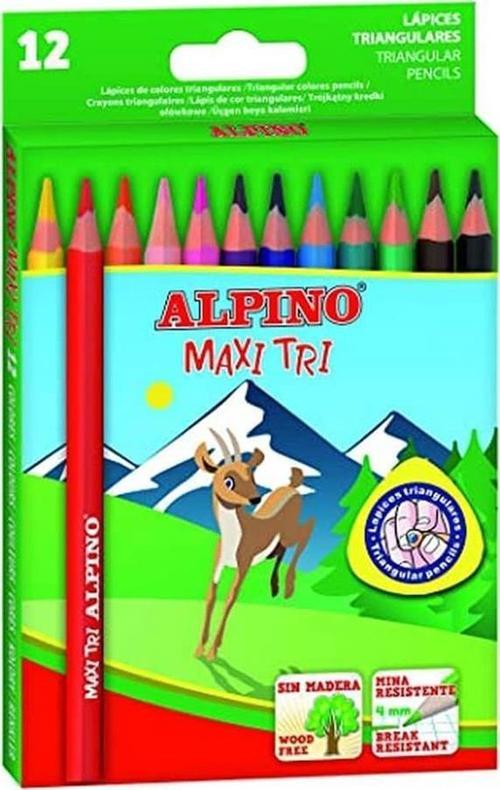 12 Renk Jumbo Kuru Boya 1 Paket Alpino Maxi Tri Üçgen Jumbo Kuruboya Kolay Tutuş Kalın Uçlu Kuruboya