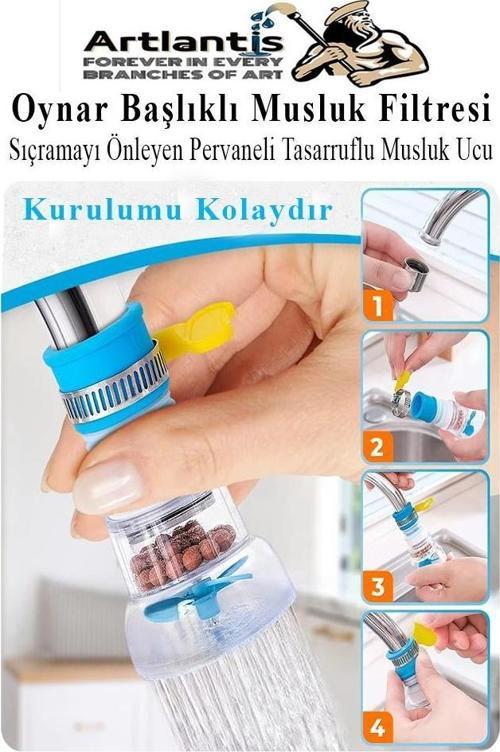 Oynar Başlıklı Musluk Filtresi 1 Adet Musluk Başlıgı Sıçramayı Önleyen Pervaneli Tasaruflu Batarya Ucu Mutfak Banyo