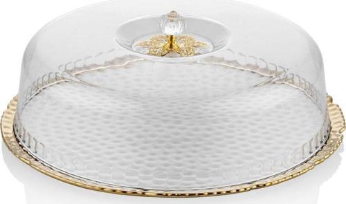 Hammered Whıte Gold Kek Standı 30cm