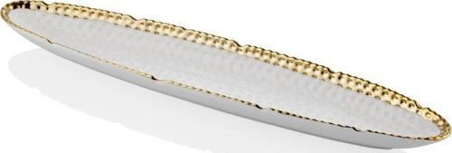 Hammered Whıte Gold Porselen Büyük Kayık Tabak 51cm