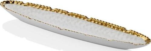 Hammered Whıte Gold Porselen Küçük Kayık Tabak 41cm
