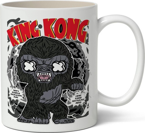 King Kong Temalı Baskılı Beyaz Kupa Bardak