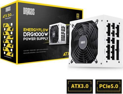 EnergyFlow DRG1000W 12Cm Fan 1000W 80+ Gold PCIe Gen 5.0 ATX 3.0 Full Modüler PSU Beyaz