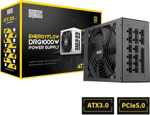 EnergyFlow DRG1000W 14Cm Fan 1000W 80+ Gold PCIe Gen 5.0 ATX 3.0 Full Modüler PSU Siyah