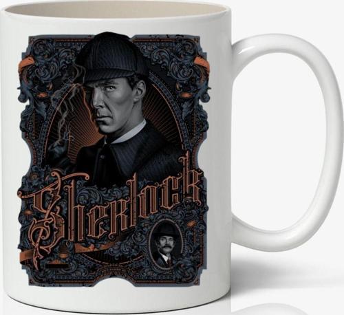 Sherlock Holmes Temalı Beyaz Kupa Bardak Porselen Sevgiliye Arkadaşa Hediye