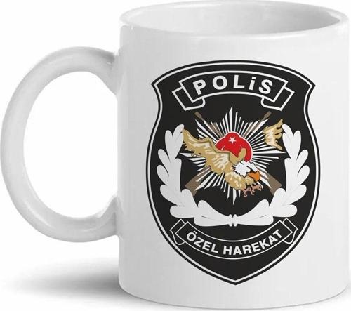 Polis Özel Harekat Logo Temalı Beyaz Kupa Bardak Sevgiliye Arkadaşa