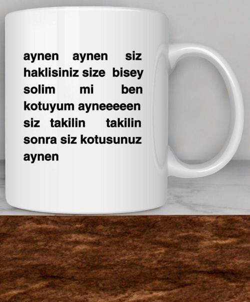 Ben Kötüyüm Aynen Yazılı Temalı Motto A Kalite Beyaz Kupa Bardak Porselen