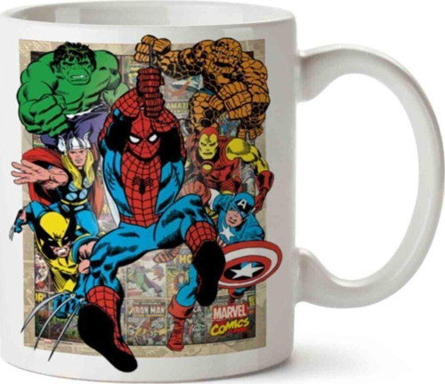 Captain America Marvel Hulk Spiderman Temalı Beyaz Kupa Bardak